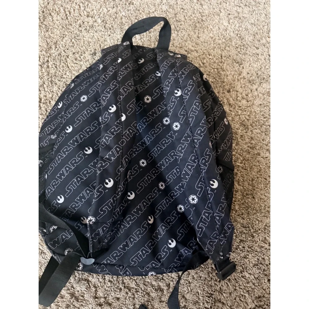 Star Wars Disney Parks Loungefly Backpack Black White Logo Print Canvas Bag